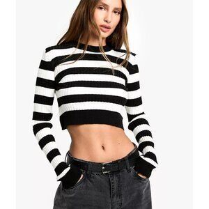 Boohoo Wide Stripe Rib Knit Sweater - Size Medium